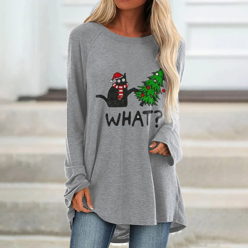 What? Funny Cat Printed Women's T-shirt