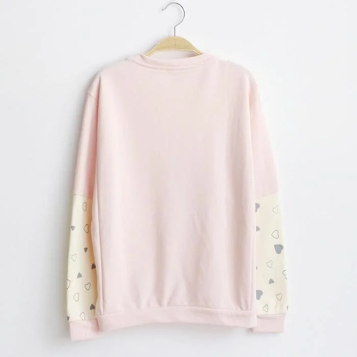 Grey/Pink Mori Girl with little fish Long Sleeve Jumper SP165110
