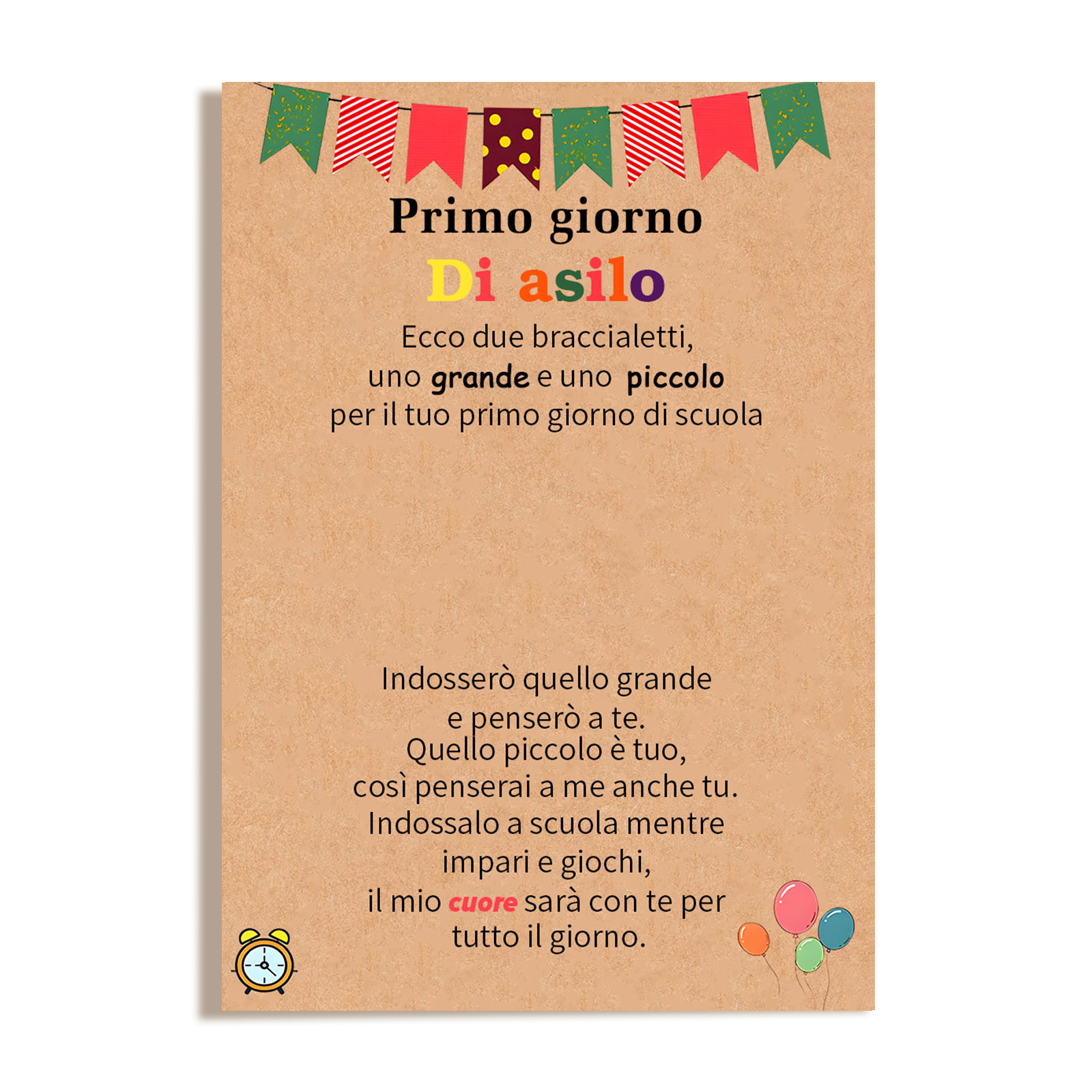2PCS Braccialetto cuore regorabile regalo per bambina con carta