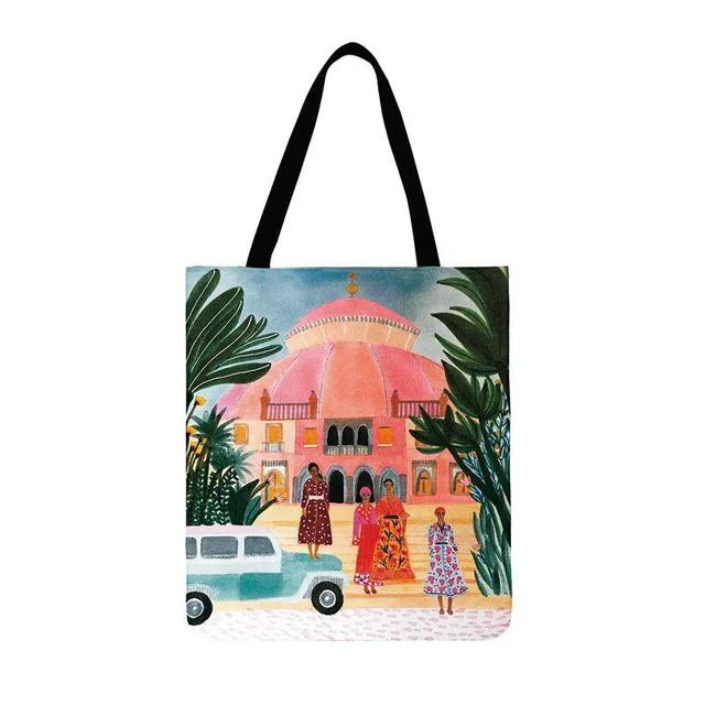 Linen Eco-friendly Tote Bag - Summer Holiday Girls