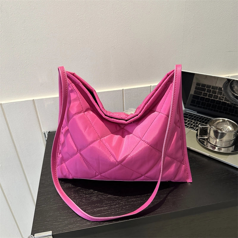 Women’s Oxford Cloth Solid Color Basic Square Zipper Shoulder Bag Crossbody Bag