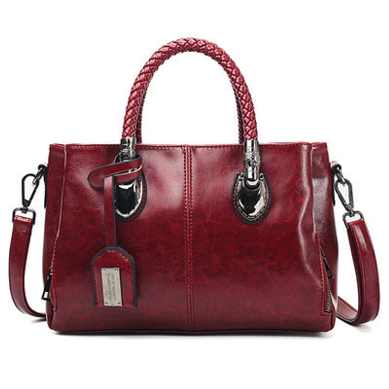 Oil Wax Leather Bag New Export Boston Women’s Bag Shoulder Bag Women’s Soft Leather Big Bag One-piece Delivery