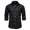 Men's No-iron Casual Solid Color Denim Long-sleeved Shirt