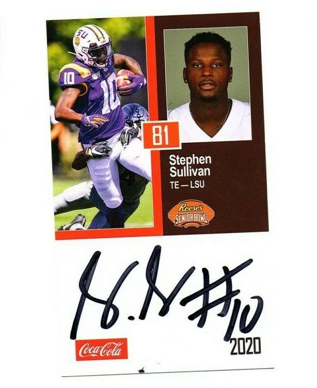 Stephen Sullivan LSU Tigers Signed Autograph 2020 Senior Bowl Football Card