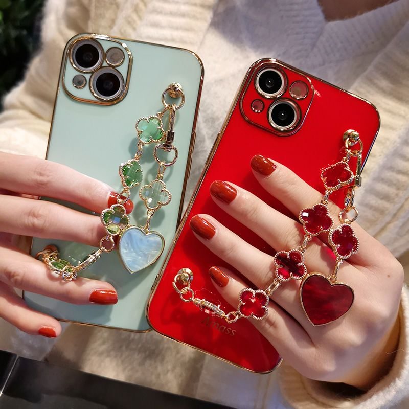 2022 New Plating Fashion Wristband Soft Case for iPhone