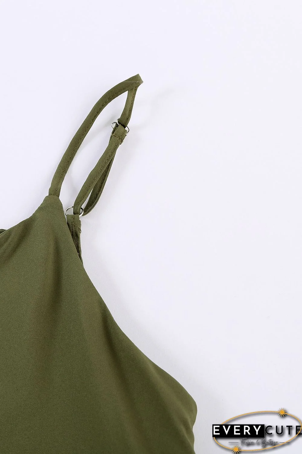 Green Spaghetti Straps Buttoned V Neck Vest