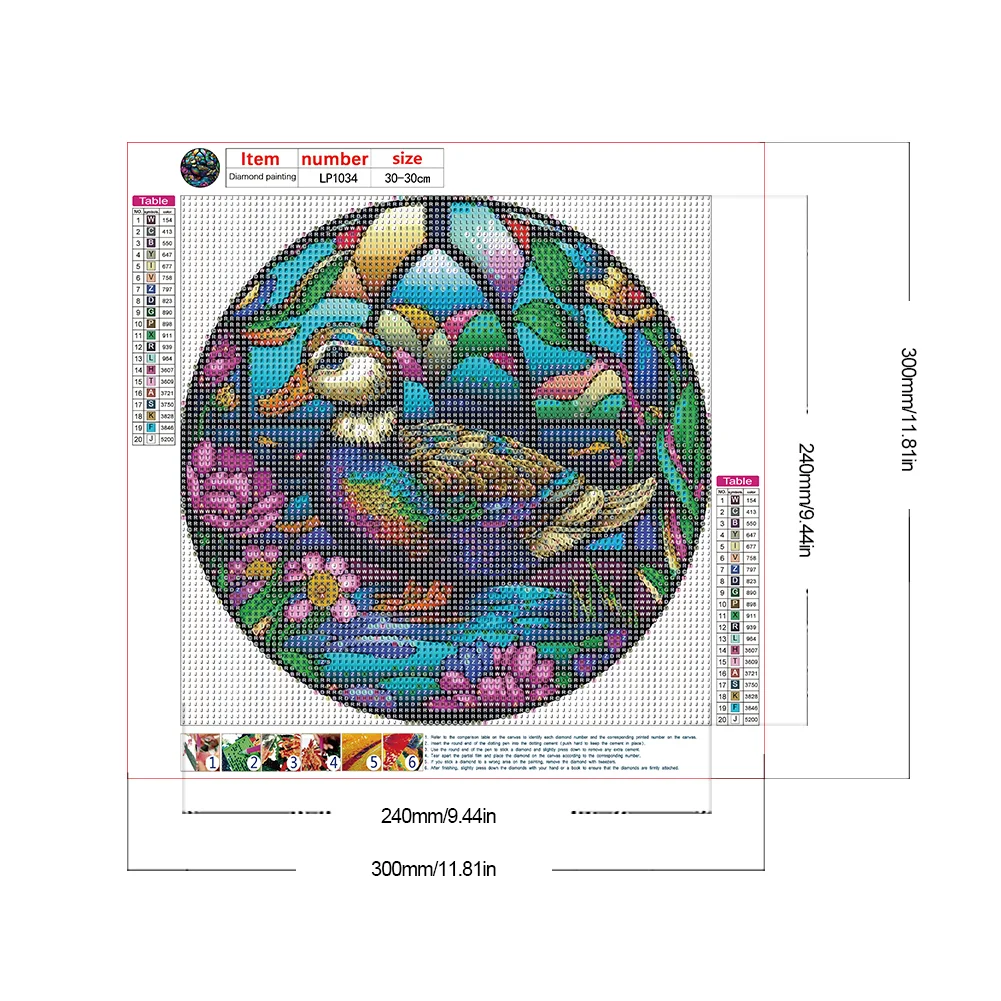 Diamond Painting - Full Round Drill - Stained Glass Duck(Canvas|30*30cm)
