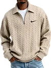 Men's Fashionable Cable Knit Textured Half-Zip Sweatshirt