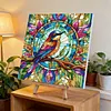 Framed Stained Glass Bird-Paint by Numbers Acrylic Painting 35*35CM With Color Box 5ML(24Colors)
