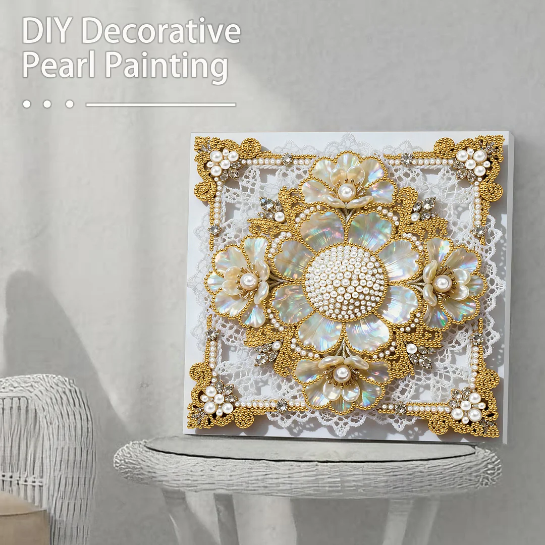 Flowers DIY Pearl Diamond Art Kit for Adults Home Decor 25x25cm With Frame