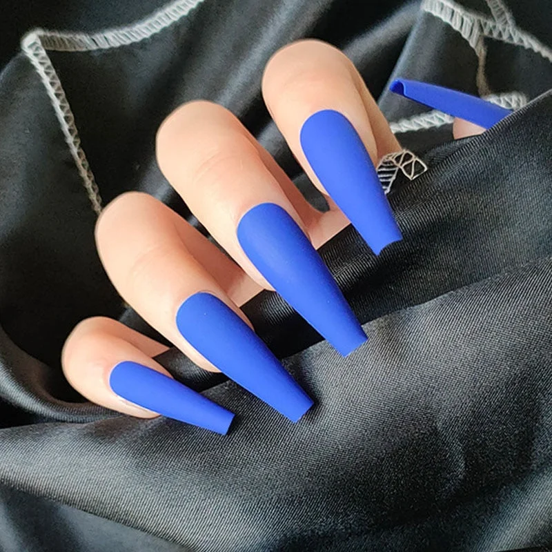 24pcs/box matte False Nail Tips With Glue pink color long Ballerina Nails detachable  Press on Nails Art Fake nails Stickers TY-Nail Inspo