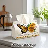 Diamond Painting PU Butterfly and Sunflower Tissue Box Tissue Holder