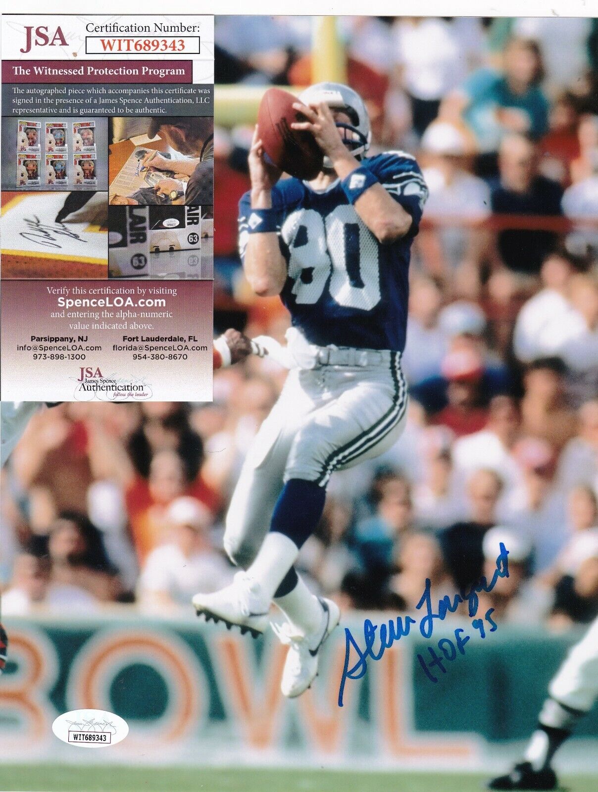 STEVE LARGENT SEATTLE SEAHAWKS HOF 95 ACTION SIGNED 8x10 Photo Poster painting