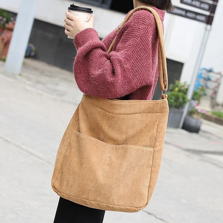 Simple Casual Corduroy Solid Color Crossbody Bag