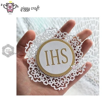 Piggy Craft metal cutting dies cut die mold IHS letter lace frame Scrapbook paper craft knife mould blade punch stencils dies