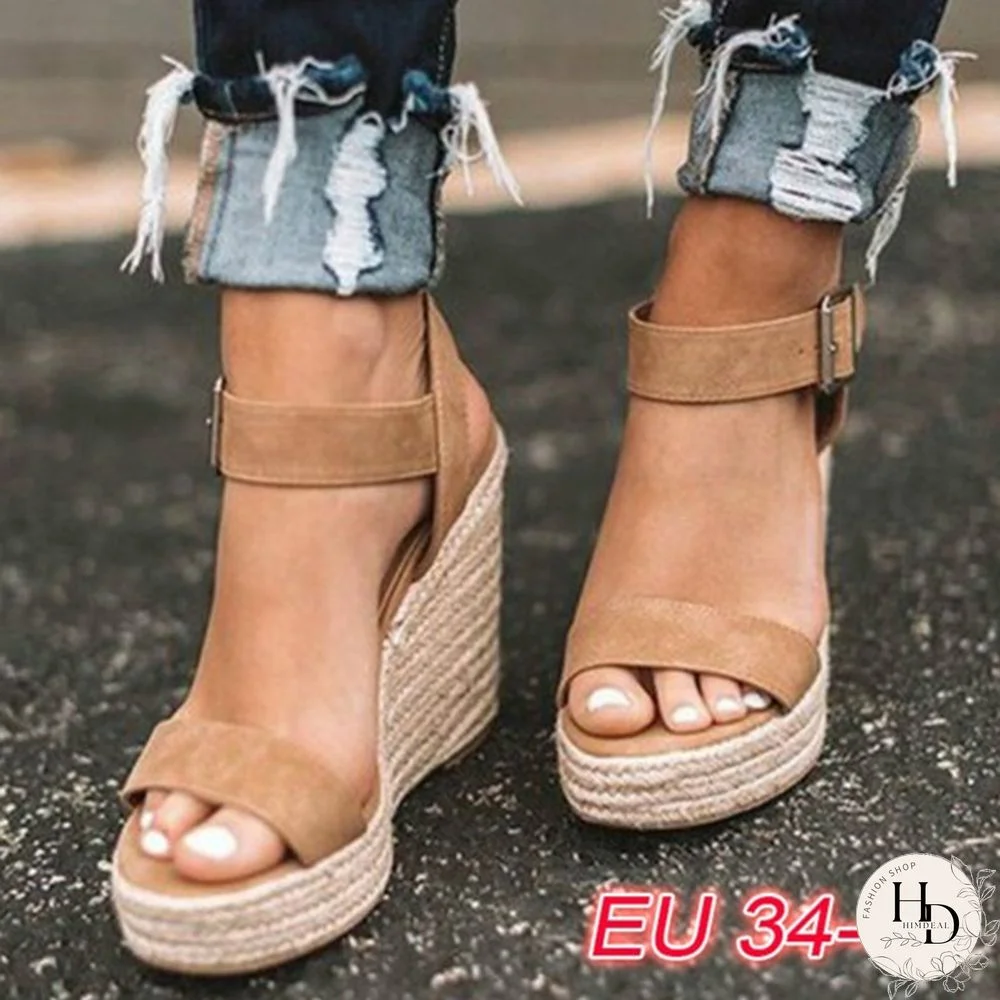 Spring Summer Ankle Strap Sandals Women Casual Sandals Fashion Wedge Sandals Open Toe Platform Sandals Plus Size 34-43