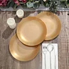 10 Pack | 8" Gold Round Plastic Dessert Plates With Gold Rim, Disposable Appetizer Salad Party Plates