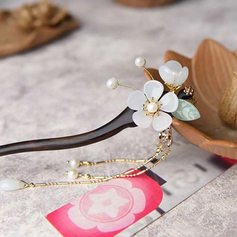 Ebony Flower Protection Blessing Hairpin