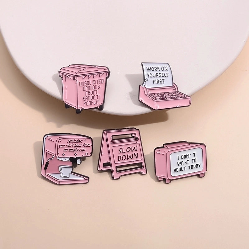 Cartoon Style Cowboy Style Fax Machine Coffee Machine Alloy Stamping Stoving Varnish Plating Women’s Brooches