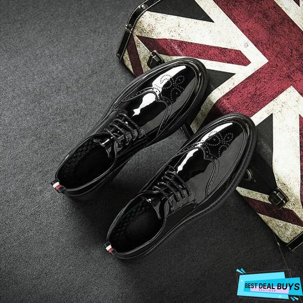 Retro Bullock Design Men Classic Business Formal Shoes Pointed Toe Leather Shoes Oxford Shoes