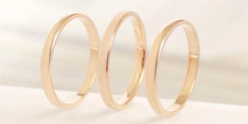 Fashion Circle Titanium Steel 18K Gold Plated Polishing Plating Rings