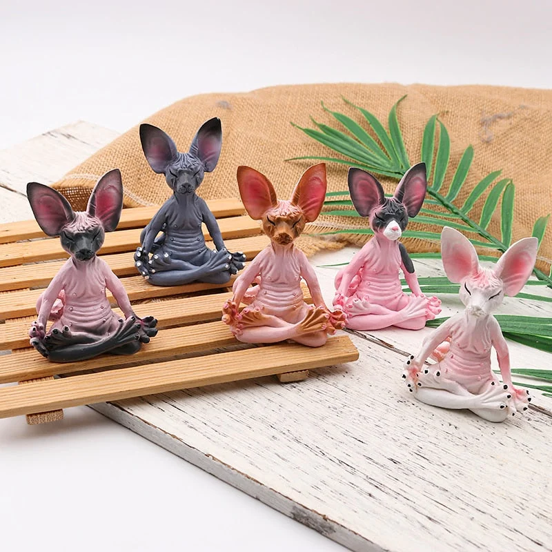 Sphinx Whimsical Buddha Cat Figurine Sphinx Meditation Cat Meditate Art Sculptures Outdoor Garden Statues Figurines  Статуэтки