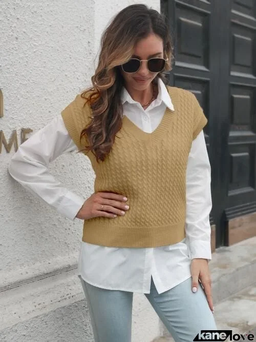 Cable-knit V-Neck Sweater Vest