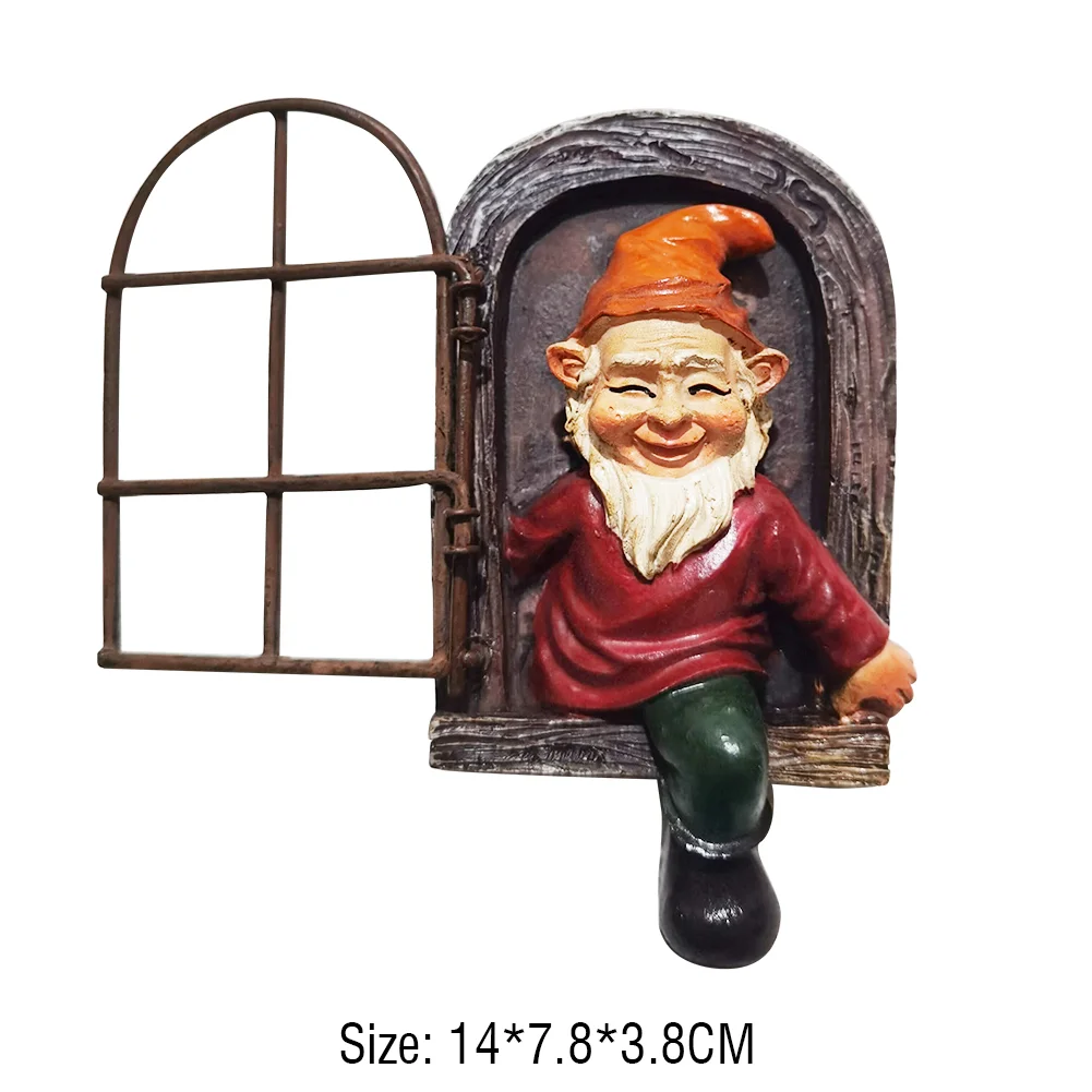 Garden Dwarf Out The Door Statue Outdoor Resin Gnome Landscape Sculpture