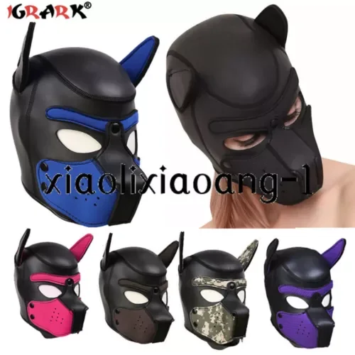 pornhint Pornhint Masks Puppy Play Dog Hood Mask Restraint Harness Full Head Ears Halloween Mask Libido