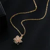 Collier pendentif fleur rotatif en Zircon