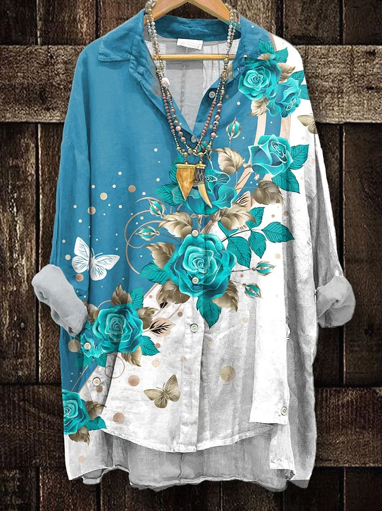 Women's Flower Art Print Casual shirt