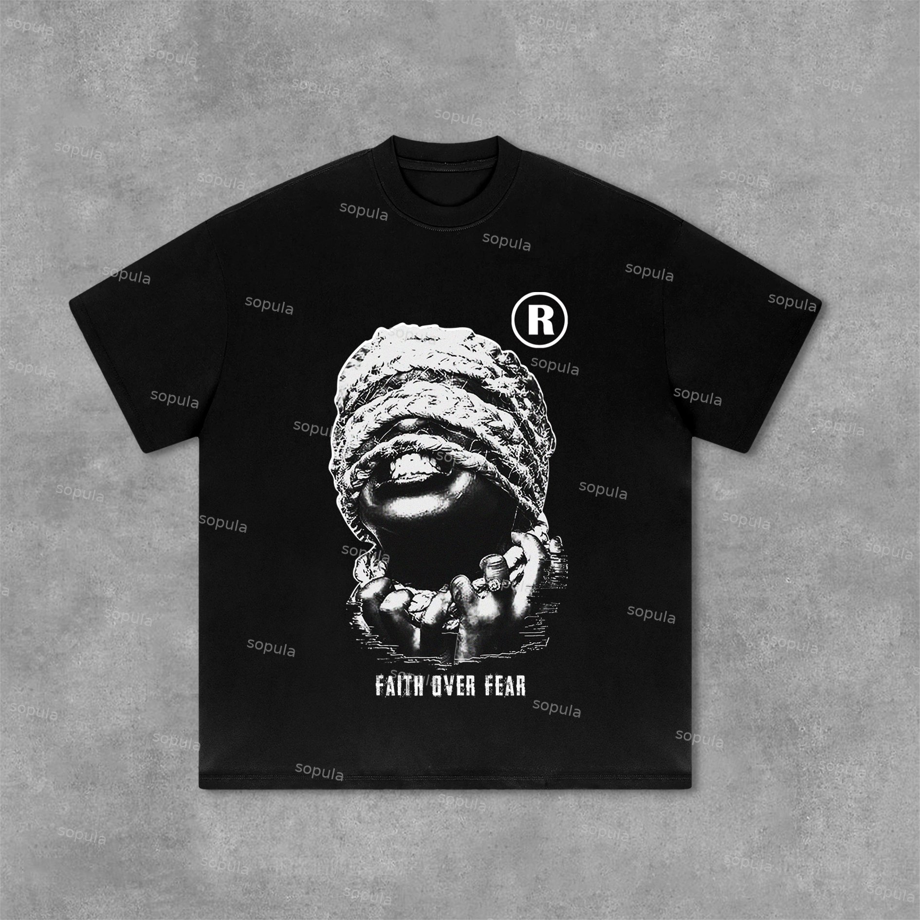 Sopula Vintage Mummy Faith Over Fear Graphic Print Cotton T-Shirt - SOPULA