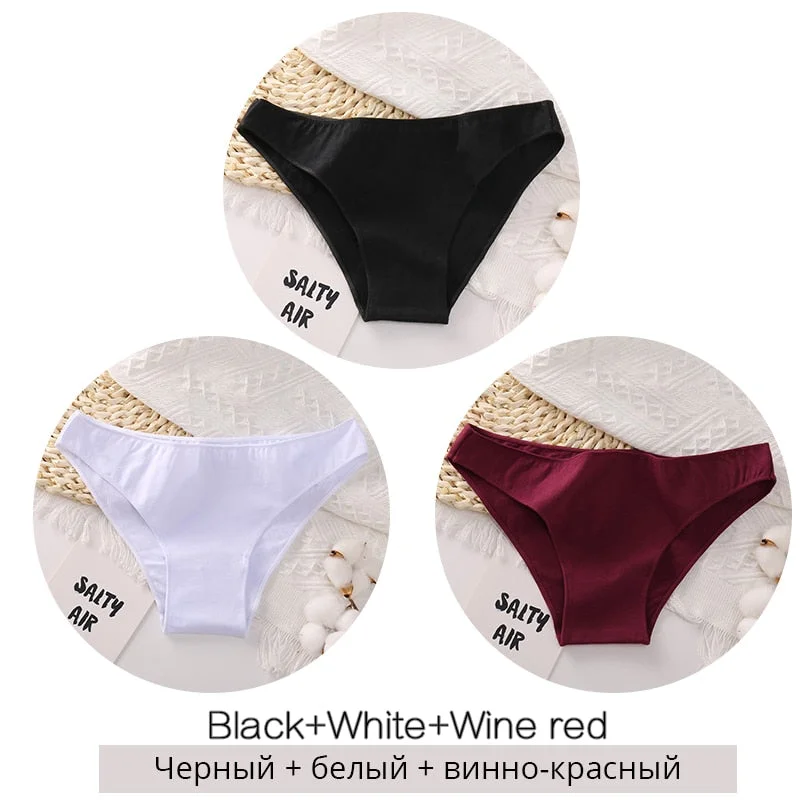 FINETOO 3Pcs/set Women Cotton Panties M-2XL Big Size Female Underwear Solid Color Briefs Underpants Ladies Cotton Panty Lingerie