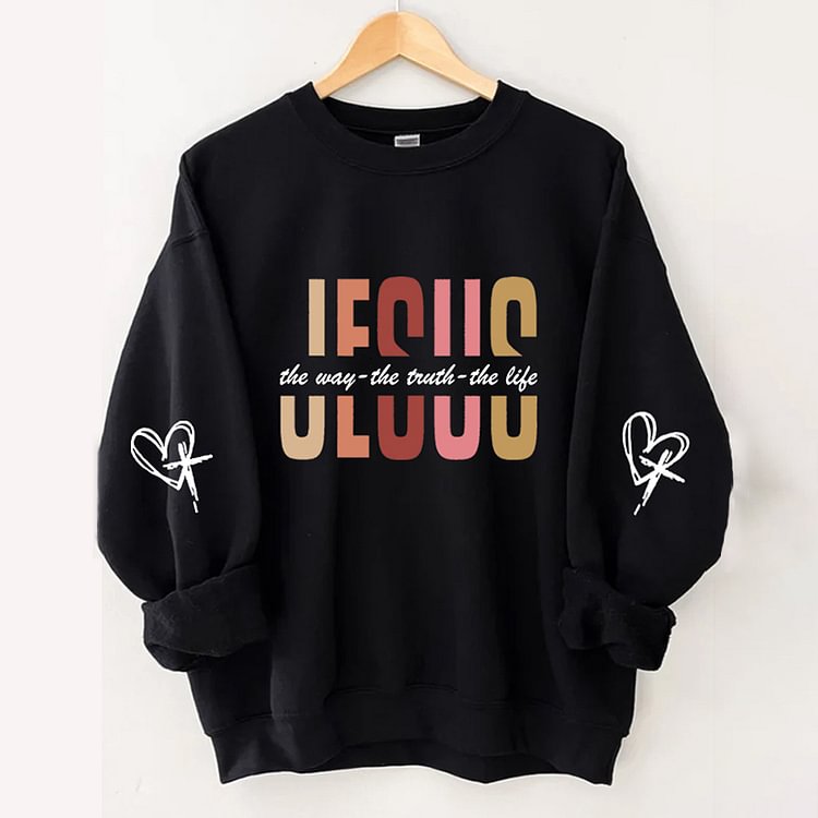 Comstylish Jesus The Way The Twth The Lile Crewneck Casual Sweatshirt