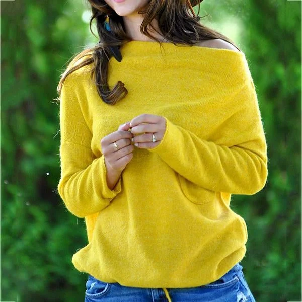 Casual Loose Solid Color Women's Sweaters