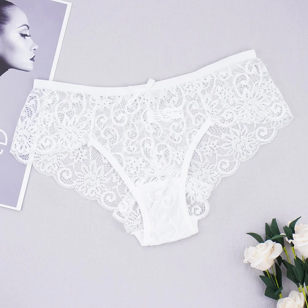 Billionm Women Full Lace Underwear Briefs Transparent Panties Sexy Fashion Plus Size S-XL Panty Womens Breathable Underpants Shorts