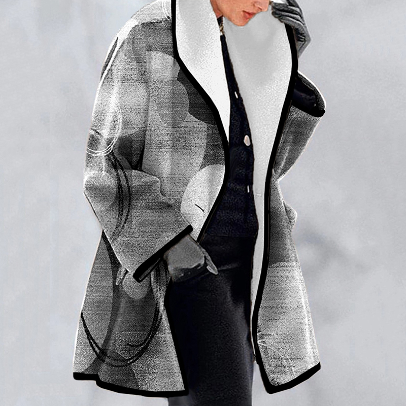 Casual Lapel Contrast Print Coat wearshes
