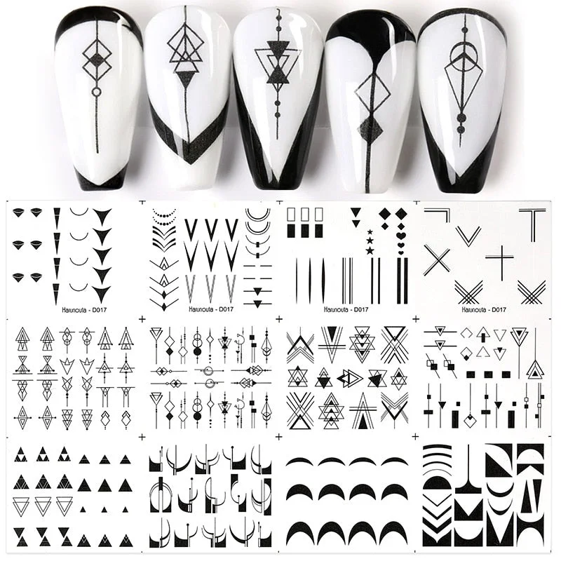 Harunouta 12pcs Simple Green Theme Water Decal Sticker Flower Leaf Tree Spring DIY Slider For Manicuring Nail Art Watermarks