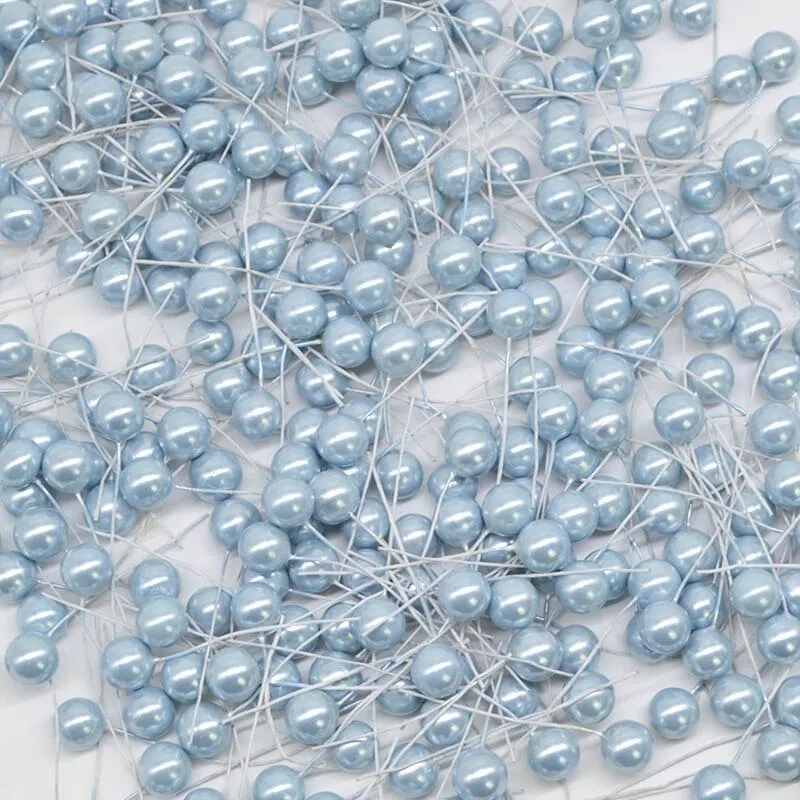 50pcs 12mm Mini Pearl Plastic Stamen Artificial Flower Cherry Fruit Stamens Wedding Christmas Wreaths DIY Gift Box Decoration