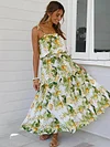 Floral-Print Ruffled Spaghetti-Neck Bandeau Bohemian Loose Dress