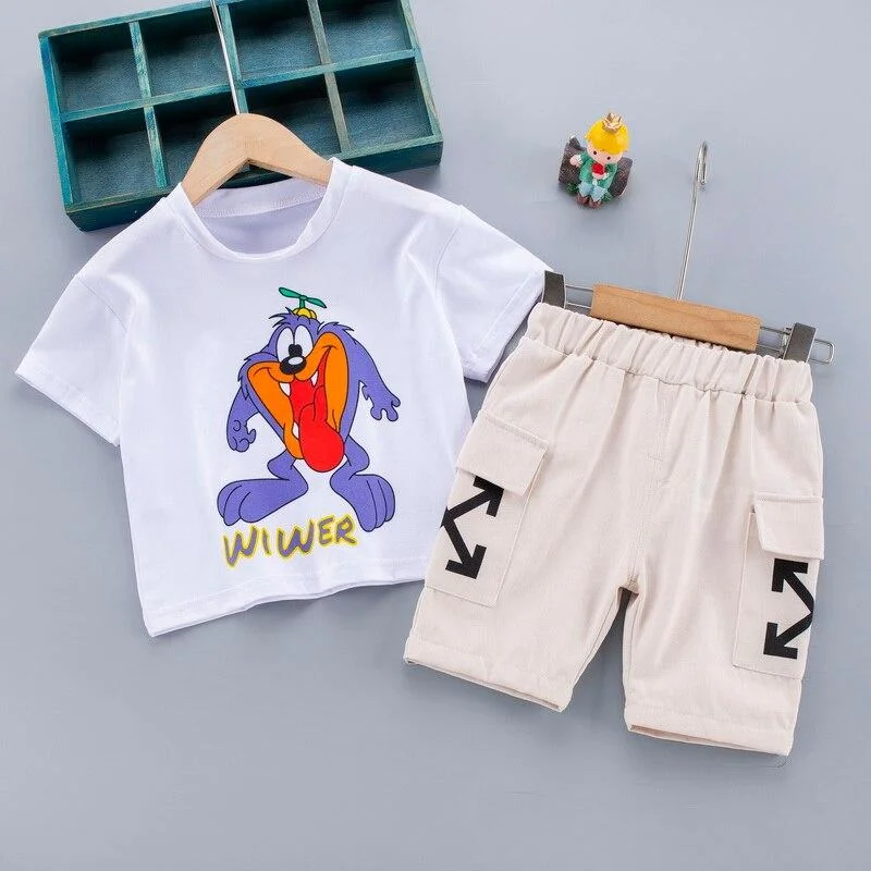Baby Boy Outfits Clothes Summer Sets 2021 Cartoon 1 2 3 4 Years Kids Cotton T-shit + Short Pants Children Clohing