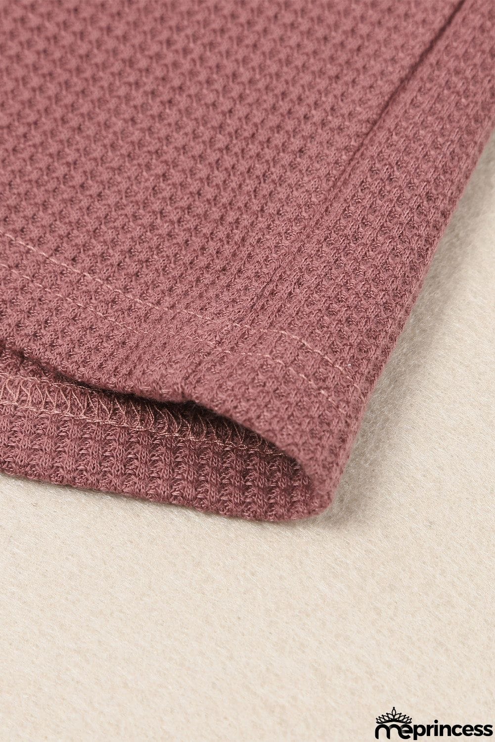 Scoop Neck Puff Sleeve Waffle Knit Top