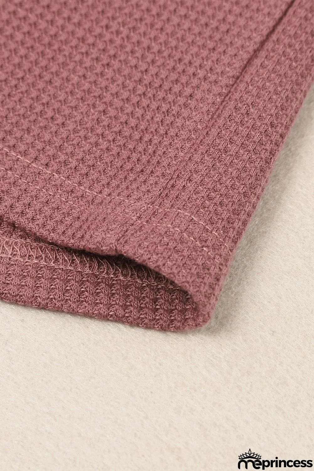 Scoop Neck Puff Sleeve Waffle Knit Top