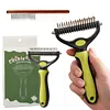 2In1 Pet Grooming Rake Anti-Slip Handle Double-Sided Deshedding Comb Multi-Purpose Extra-Wide Dog Grooming Brush for Detangling Deshedding Brushing/Thinning