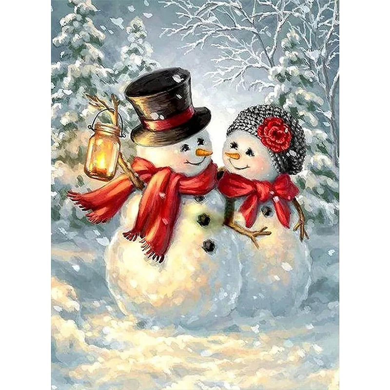 5D DIY Diamond Art Table Decor Guardian Snowman Christmas Decor Embrace  Snowman