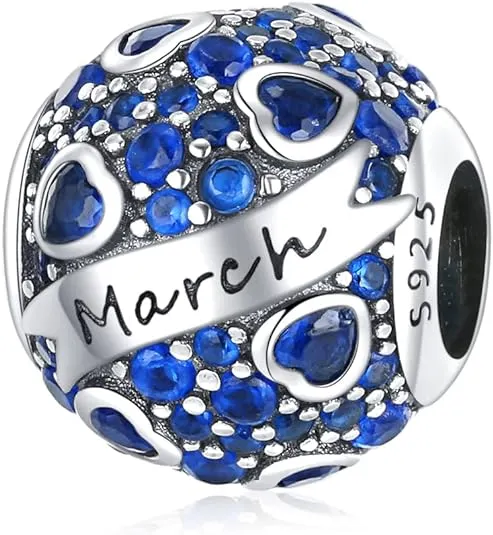 March Birthday Stone Round Beads