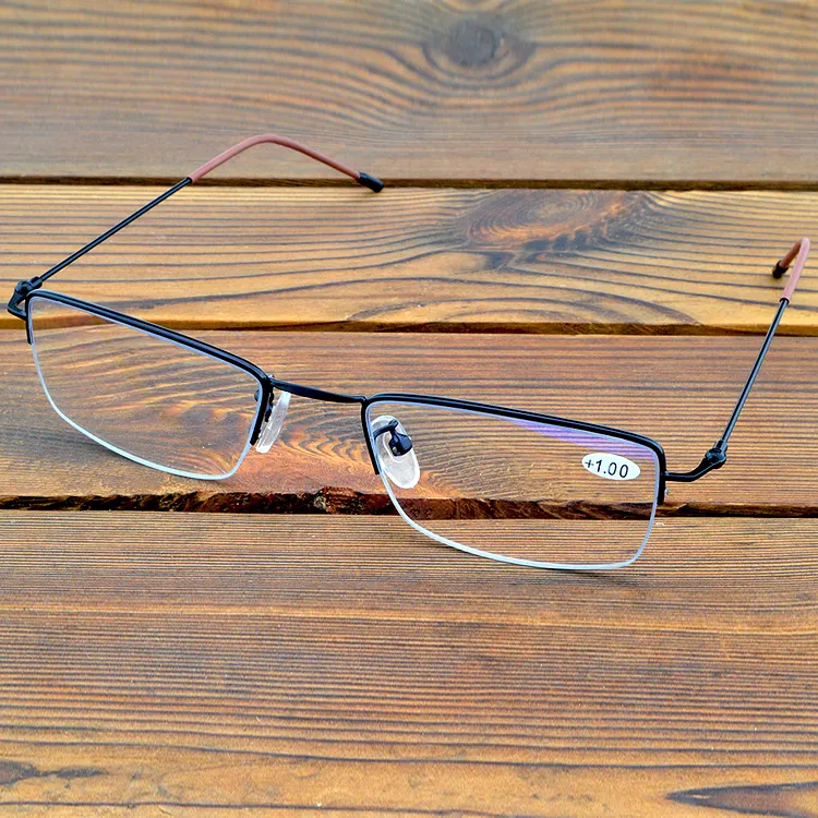 Rimless Gold Color Frame Rectangle Spectacles Coating Lenses See Near N ...