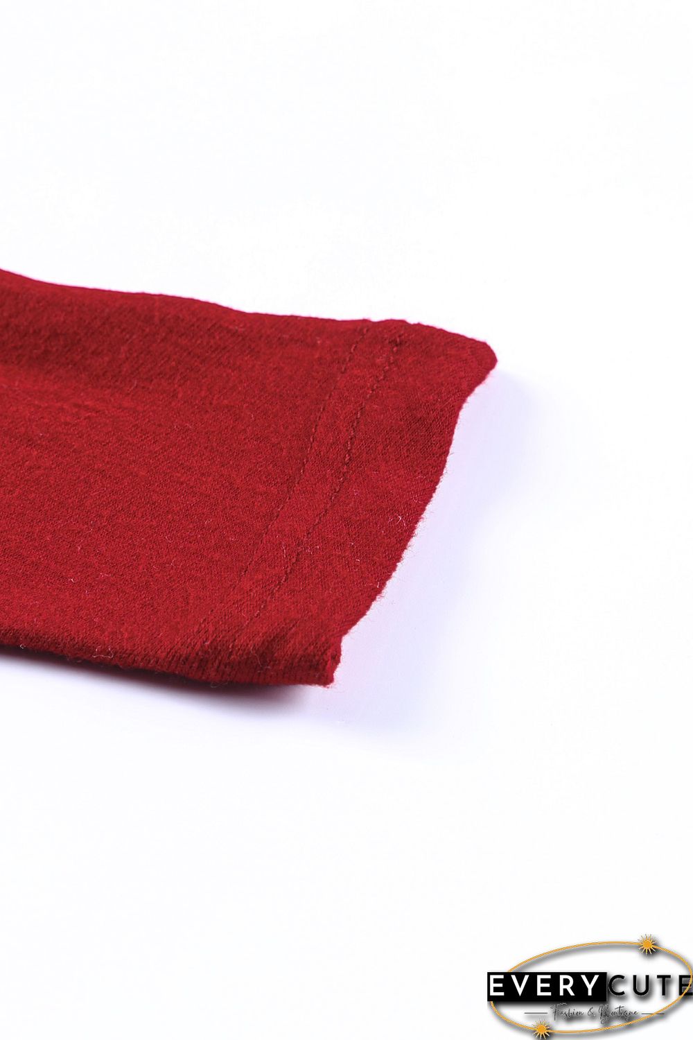 Red Solid Color Patchwork Long Sleeve Top