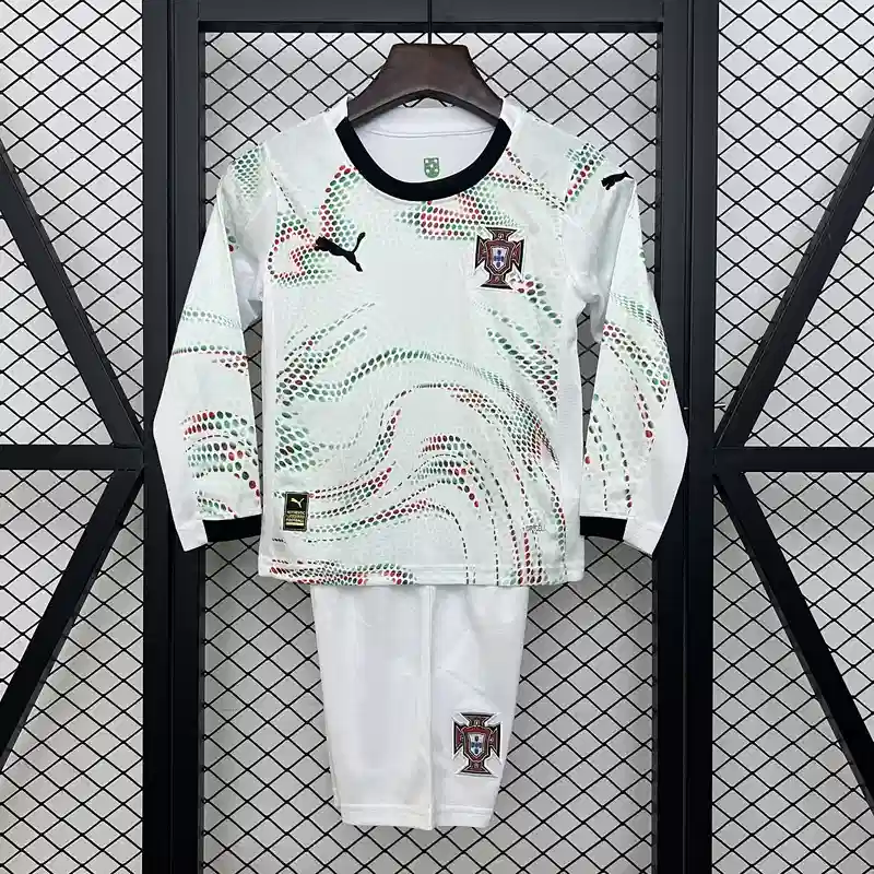 2025 Kids Portugal Long Sleeve Soccer Jersey Away