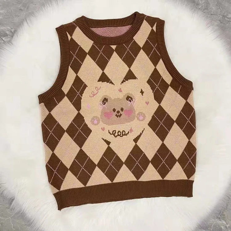 Gothic Lolita Harajuku Style Clothing Autumn New Love Bear Sweater Vest